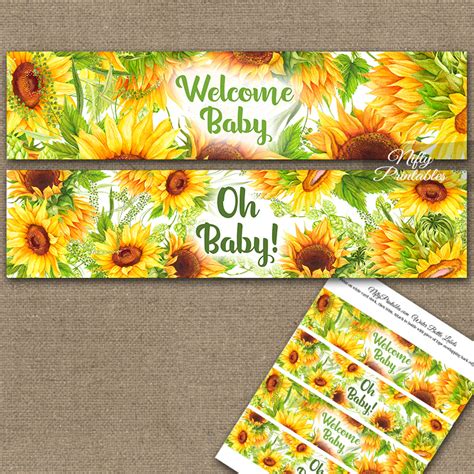 Free Printable Sunflower Water Bottle Labels